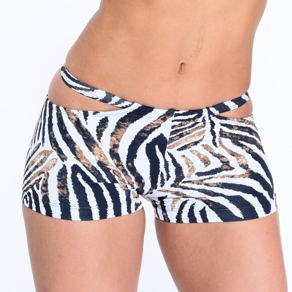 Cut Out Sports Shorts XS-S Bootie Sexy Animal Print Lino Fitness NWT - Picture 1 of 9